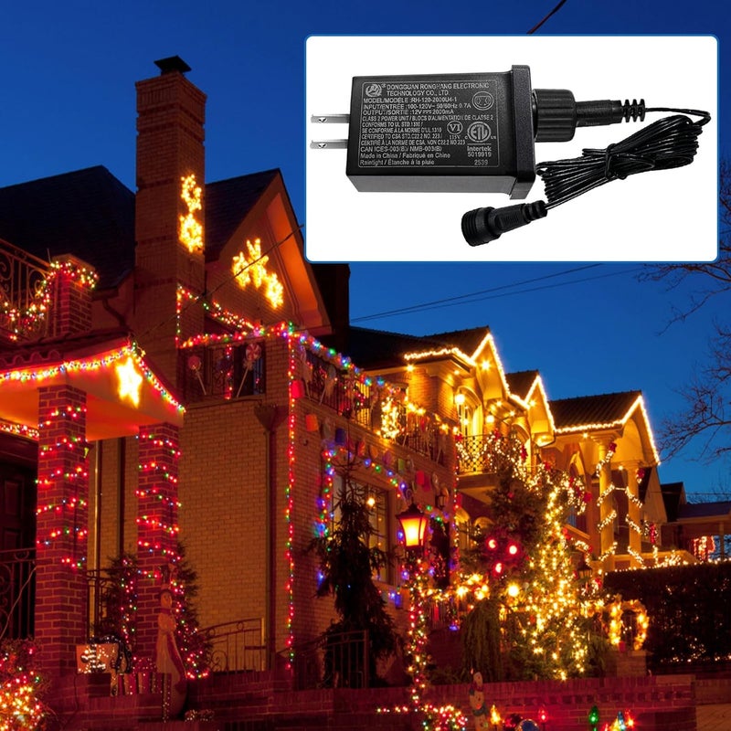 Airoads 12V 2A LED Controller with Extension Cord, 24W Class 2 Power Supply Ip44 Low Voltage Transformer ，Replacement Model RH-120V2000U4-1 for Christmas String Light Inflatable Decorations (12V 2A 1PCS) - Image 4